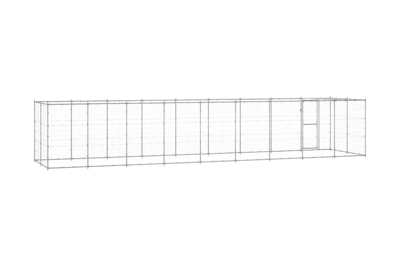 Hundgård för utomhusbruk galvaniserat stål med tak 21,78 m² - Silver - Hundmöbler - Hundgrind & hundstaket - Hundkoja & hundgård