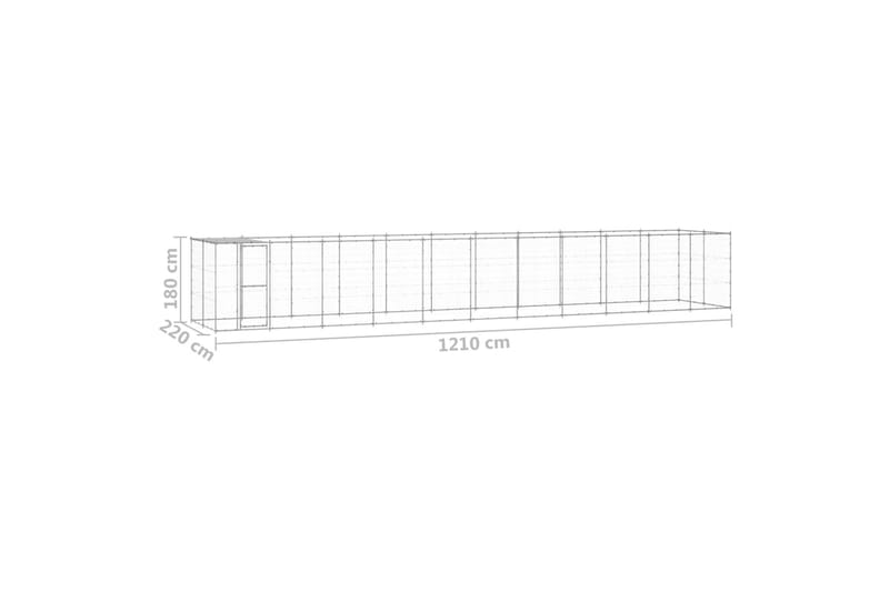 Hundgård för utomhusbruk galvaniserat stål med tak 26,62 m² - Silver - Hundmöbler - Hundgrind & hundstaket - Hundkoja & hundgård