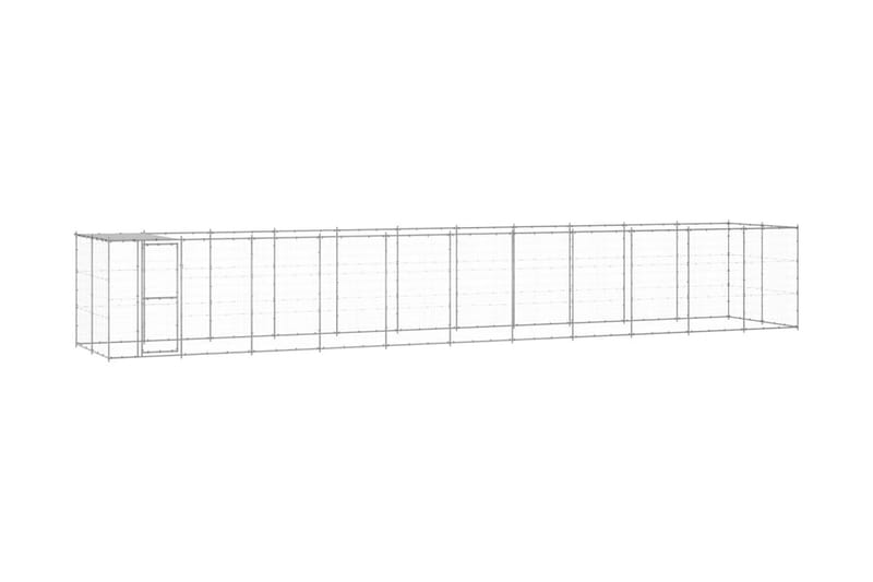 Hundgård för utomhusbruk galvaniserat stål med tak 26,62 m² - Silver - Hundmöbler - Hundgrind & hundstaket - Hundkoja & hundgård