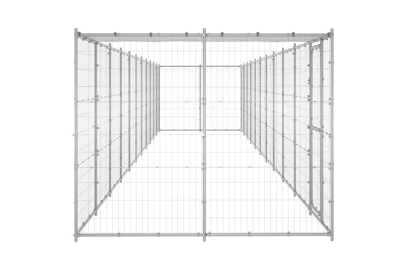 Hundgård för utomhusbruk galvaniserat stål med tak 26,62 m² - Silver - Sport & fritid - För djuren - För hund - Hundmöbler