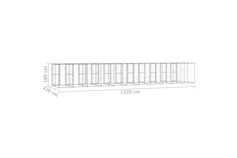 Hundgård för utomhusbruk galvaniserat stål med tak 29,04 m² - Silver - Hundmöbler - Hundgrind & hundstaket - Hundkoja & hundgård