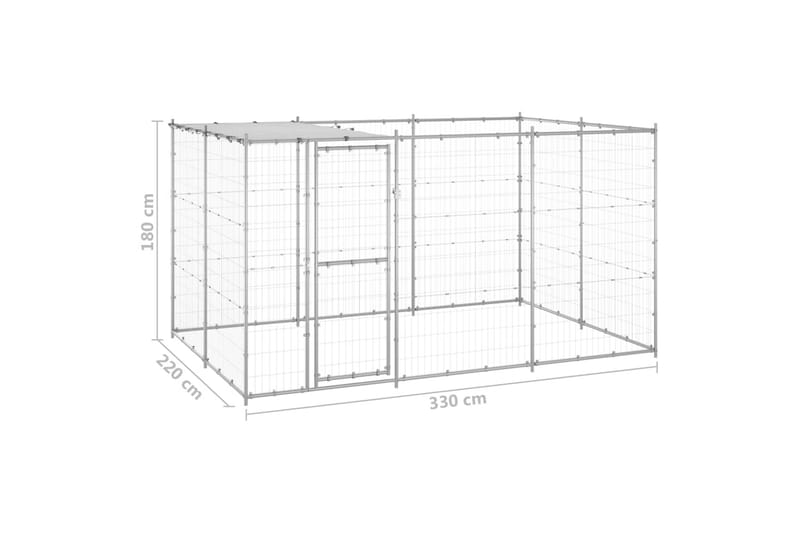 Hundgård för utomhusbruk galvaniserat stål med tak 7,26 m² - Silver - Sport & fritid - För djuren - För hund - Hundmöbler