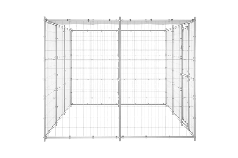 Hundgård för utomhusbruk galvaniserat stål med tak 7,26 m² - Silver - Sport & fritid - För djuren - För hund - Hundmöbler