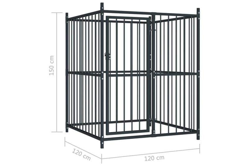 Hundgård för utomhusbruk med tak 120x120x150 cm - Svart - Hundmöbler - Hundkoja & hundgård