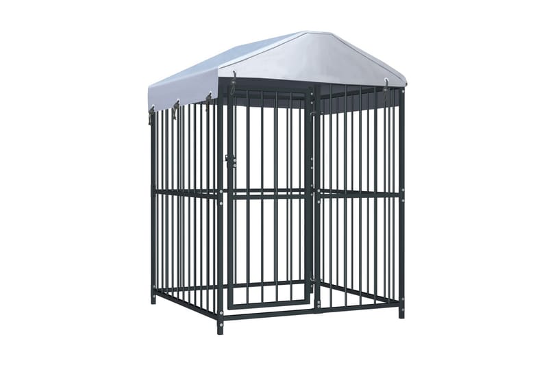 Hundgård för utomhusbruk med tak 120x120x150 cm - Svart - Sport & fritid - För djuren - För hund - Hundmöbler