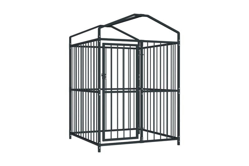 Hundgård för utomhusbruk med tak 120x120x150 cm - Svart - Sport & fritid - För djuren - För hund - Hundmöbler