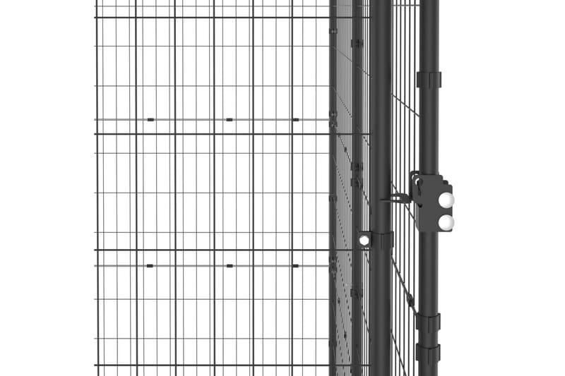 Hundgård för utomhusbruk med tak 14,52 m² - Svart - Hundmöbler - Hundgrind & hundstaket - Hundkoja & hundgård