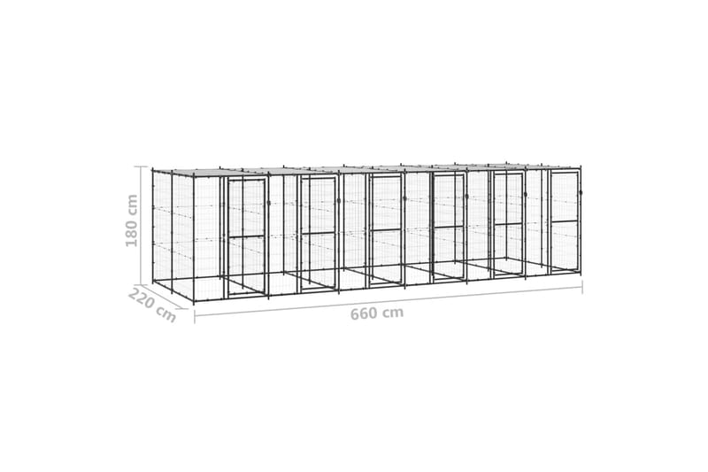 Hundgård för utomhusbruk med tak 14,52 m² - Svart - Hundmöbler - Hundgrind & hundstaket - Hundkoja & hundgård