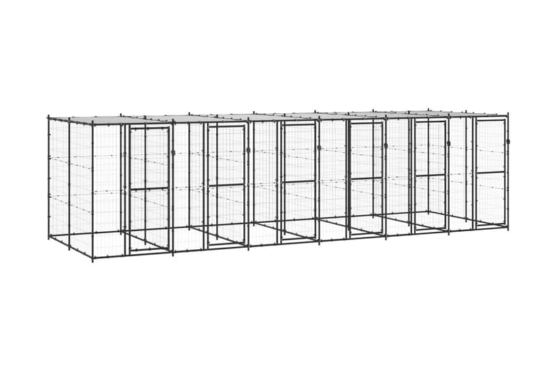 Hundgård för utomhusbruk med tak 14,52 m² - Svart - Hundmöbler - Hundgrind & hundstaket - Hundkoja & hundgård