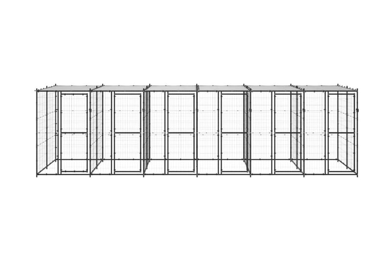 Hundgård för utomhusbruk med tak 14,52 m² - Svart - Hundmöbler - Hundgrind & hundstaket - Hundkoja & hundgård