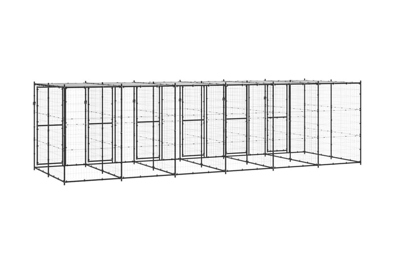 Hundgård för utomhusbruk med tak 14,52 m² - Svart - Hundmöbler - Hundgrind & hundstaket - Hundkoja & hundgård