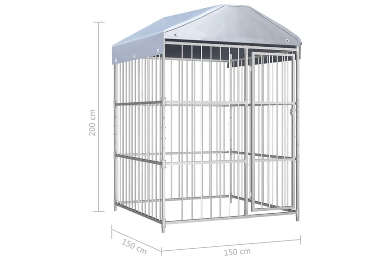 Hundgård för utomhusbruk med tak 150x150x200 cm - Silver - Sport & fritid - För djuren - För hund - Hundmöbler
