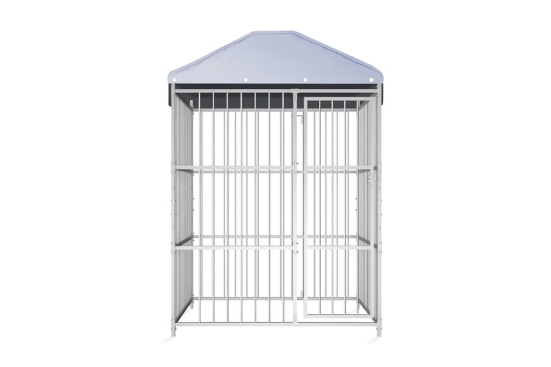 Hundgård för utomhusbruk med tak 150x150x200 cm - Silver - Sport & fritid - För djuren - För hund - Hundmöbler