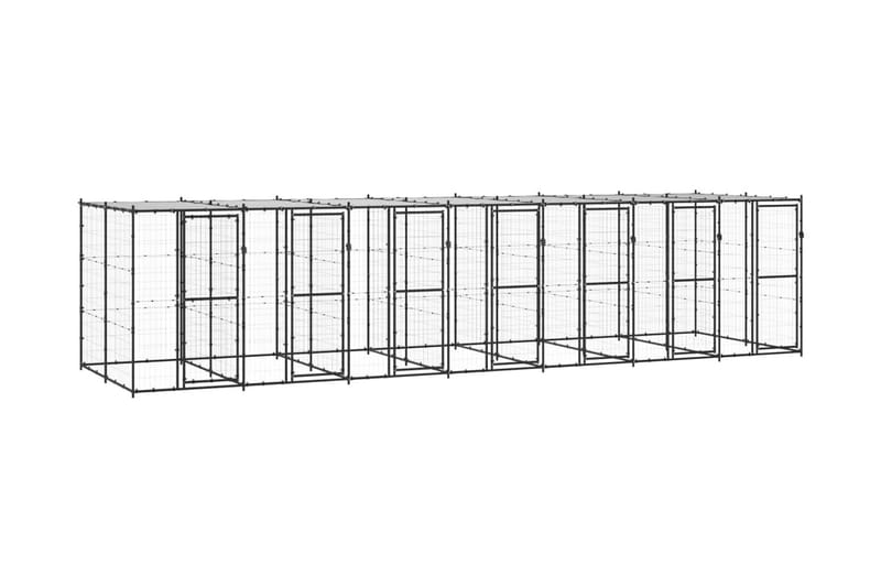 Hundgård för utomhusbruk med tak 16,94 m² - Svart - Hundmöbler - Hundgrind & hundstaket - Hundkoja & hundgård