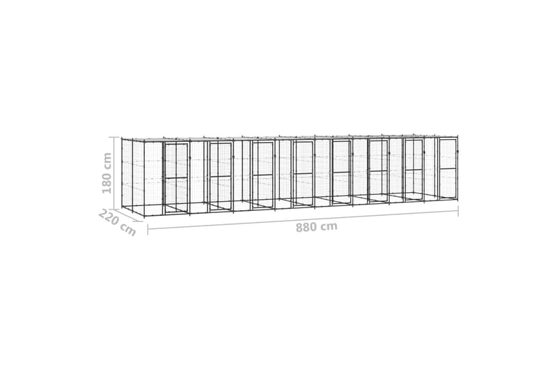 Hundgård för utomhusbruk med tak 19,36 m² - Svart - Hundmöbler - Hundgrind & hundstaket - Hundkoja & hundgård