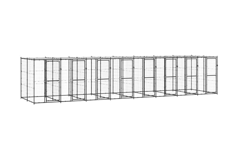 Hundgård för utomhusbruk med tak 19,36 m² - Svart - Hundmöbler - Hundgrind & hundstaket - Hundkoja & hundgård