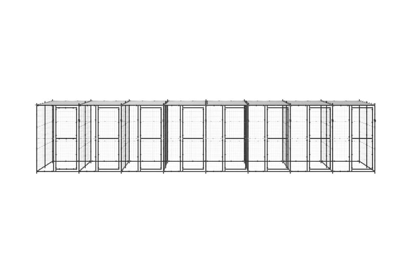 Hundgård för utomhusbruk med tak 19,36 m² - Svart - Hundmöbler - Hundgrind & hundstaket - Hundkoja & hundgård