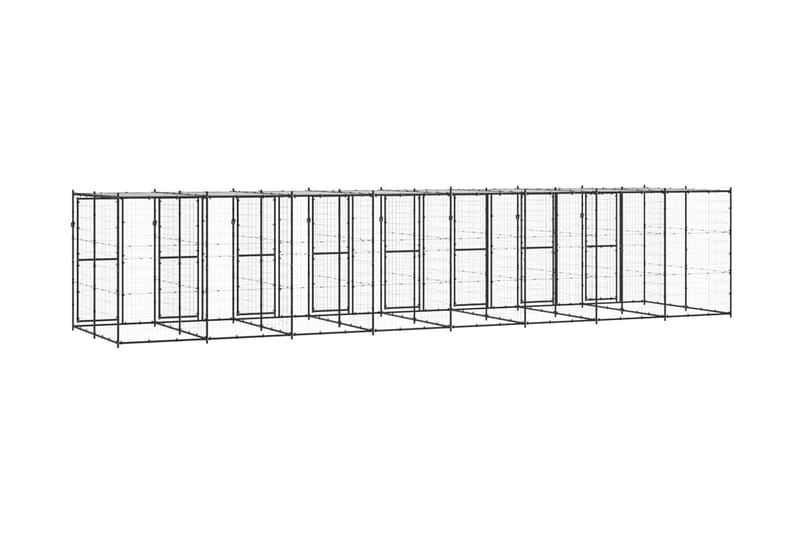 Hundgård för utomhusbruk med tak 19,36 m² - Svart - Hundmöbler - Hundgrind & hundstaket - Hundkoja & hundgård