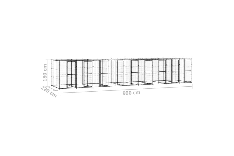 Hundgård för utomhusbruk med tak 21,78 m² - Svart - Hundmöbler - Hundgrind & hundstaket - Hundkoja & hundgård