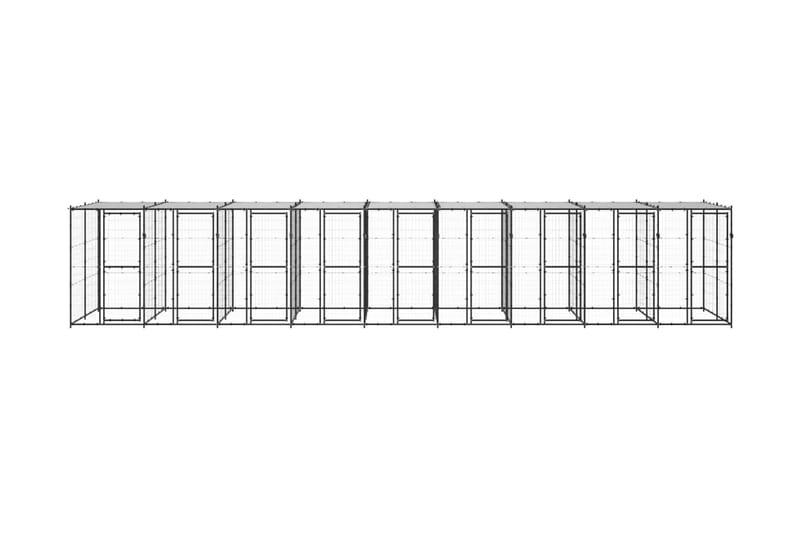 Hundgård för utomhusbruk med tak 21,78 m² - Svart - Hundmöbler - Hundgrind & hundstaket - Hundkoja & hundgård