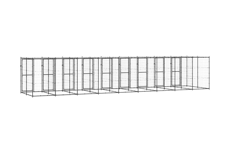 Hundgård för utomhusbruk med tak 21,78 m² - Svart - Hundmöbler - Hundgrind & hundstaket - Hundkoja & hundgård