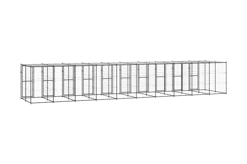 Hundgård för utomhusbruk med tak 24,2 m² - Svart - Hundmöbler - Hundgrind & hundstaket - Hundkoja & hundgård