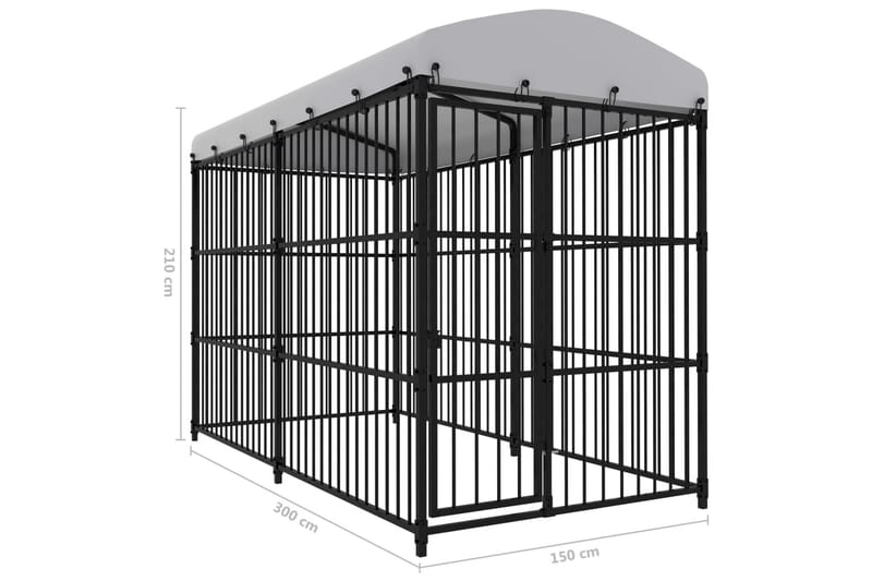 Hundgård för utomhusbruk med tak 300x150x210 cm - Svart - Sport & fritid - För djuren - För hund - Hundmöbler