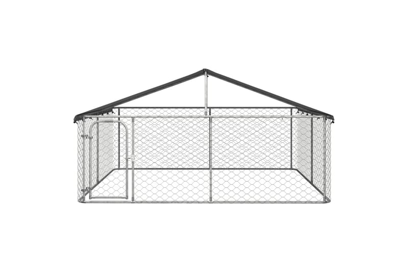 Hundgård för utomhusbruk med tak 300x300x150 cm - Silver - Sport & fritid - För djuren - För hund - Hundmöbler