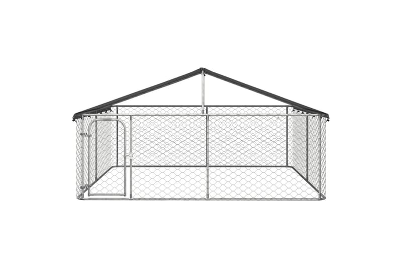 Hundgård för utomhusbruk med tak 300x300x150 cm - Silver - Hundmöbler - Hundgrind & hundstaket - Hundkoja & hundgård
