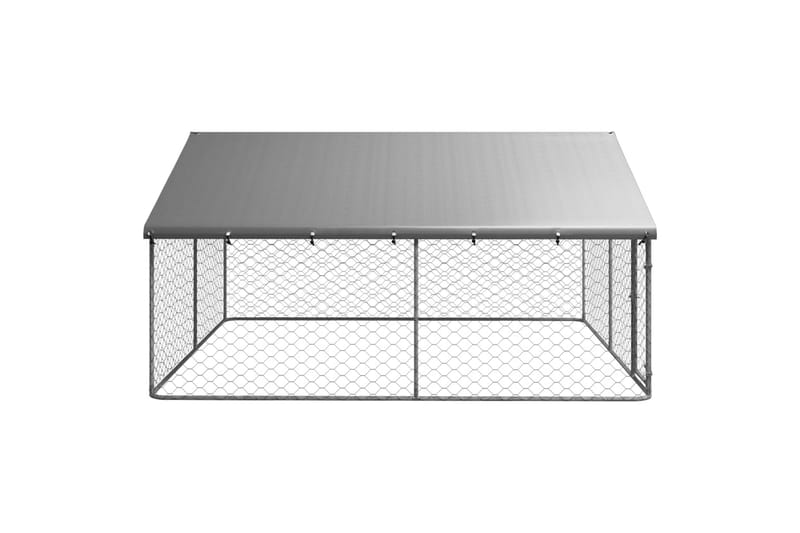 Hundgård för utomhusbruk med tak 300x300x150 cm - Silver - Sport & fritid - För djuren - För hund - Hundmöbler