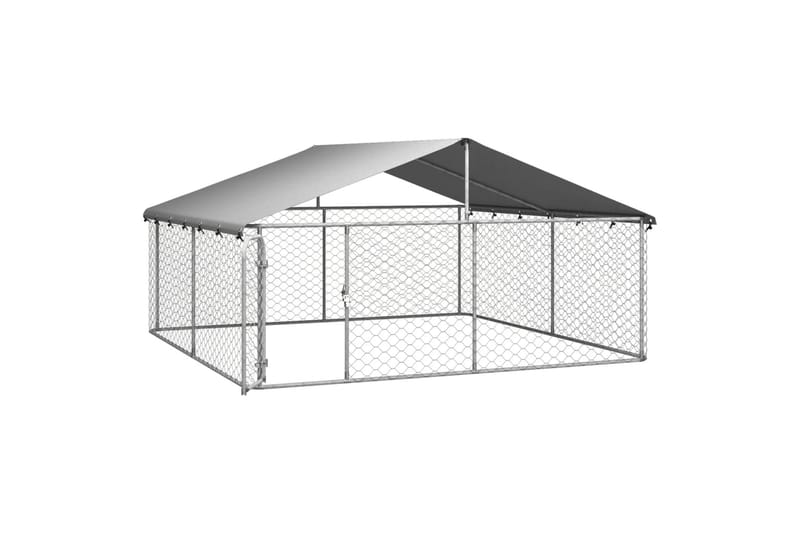 Hundgård för utomhusbruk med tak 300x300x150 cm - Silver - Sport & fritid - För djuren - För hund - Hundmöbler