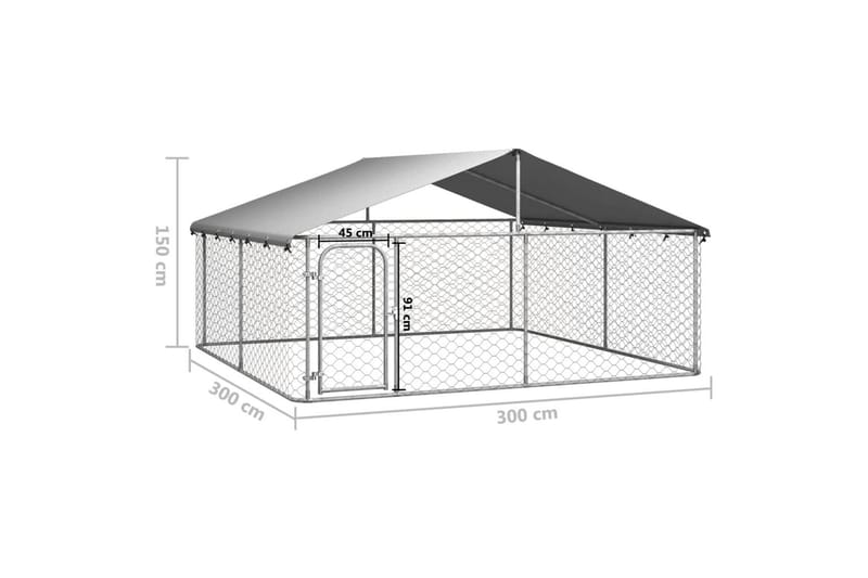 Hundgård för utomhusbruk med tak 300x300x150 cm - Silver - Sport & fritid - För djuren - För hund - Hundmöbler
