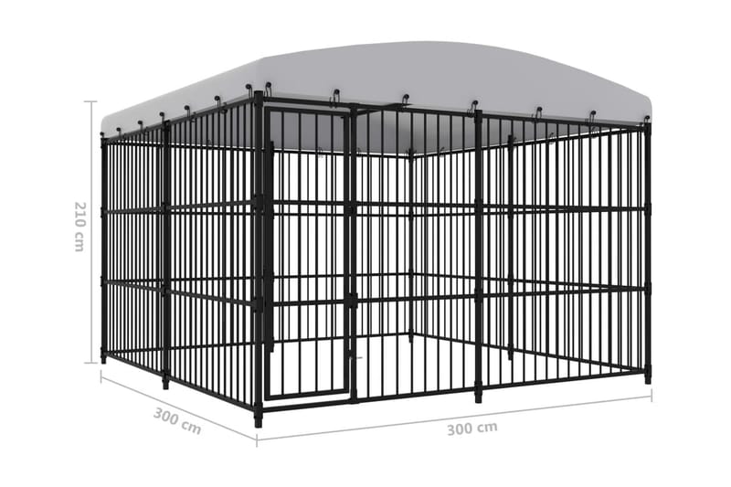 Hundgård för utomhusbruk med tak 300x300x210 cm - Svart - Sport & fritid - För djuren - För hund - Hundmöbler