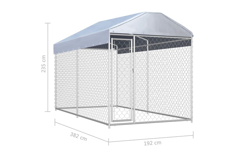 Hundgård för utomhusbruk med tak 382x192x225 cm - Silver - Sport & fritid - För djuren - För hund - Hundmöbler