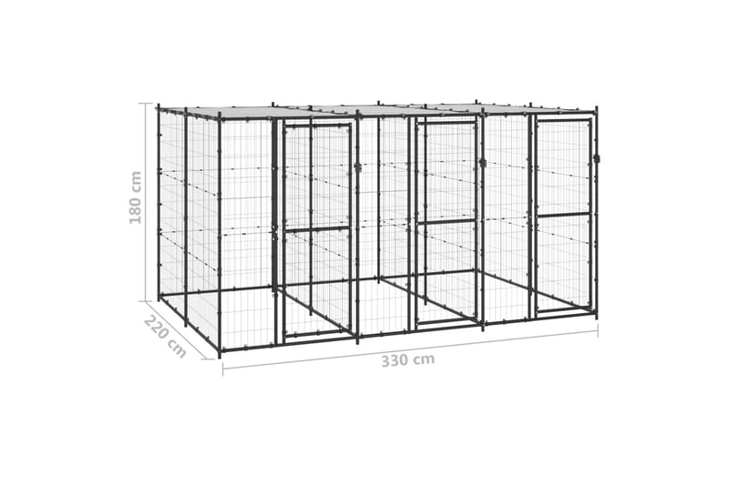 Hundgård för utomhusbruk med tak 7,26 m² - Svart - Hundmöbler - Hundgrind & hundstaket - Hundkoja & hundgård