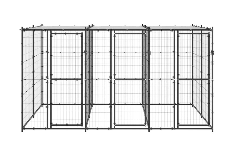 Hundgård för utomhusbruk med tak 7,26 m² - Svart - Hundmöbler - Hundgrind & hundstaket - Hundkoja & hundgård