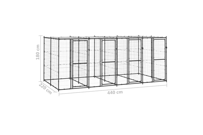 Hundgård för utomhusbruk med tak 9,68 m² - Svart - Hundmöbler - Hundgrind & hundstaket - Hundkoja & hundgård