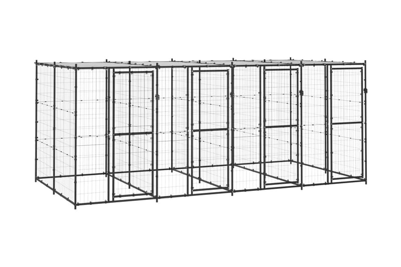 Hundgård för utomhusbruk med tak 9,68 m² - Svart - Hundmöbler - Hundgrind & hundstaket - Hundkoja & hundgård