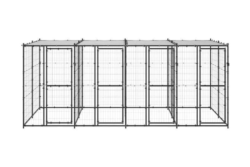 Hundgård för utomhusbruk med tak 9,68 m² - Svart - Hundmöbler - Hundgrind & hundstaket - Hundkoja & hundgård