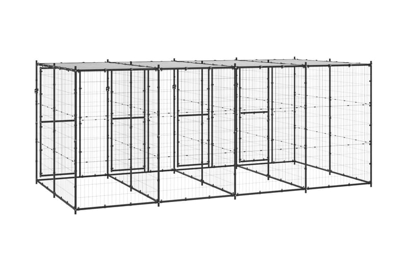 Hundgård för utomhusbruk med tak 9,68 m² - Svart - Hundmöbler - Hundgrind & hundstaket - Hundkoja & hundgård