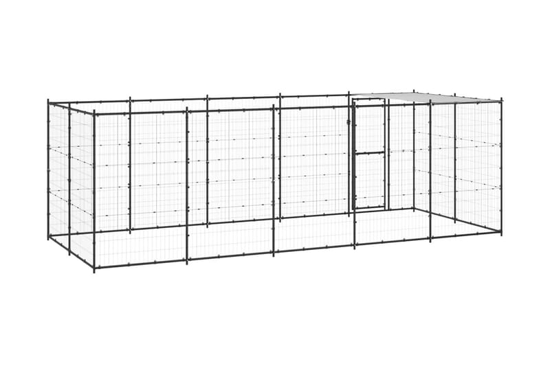 Hundgård för utomhusbruk med tak stål 12,1 m² - Svart - Sport & fritid - För djuren - För hund - Hundmöbler