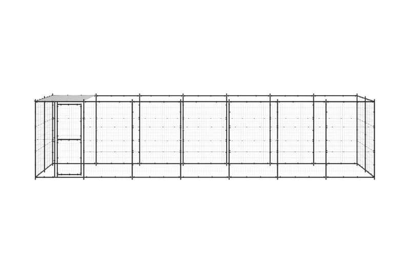 Hundgård för utomhusbruk med tak stål 16,94 m² - Svart - Sport & fritid - För djuren - För hund - Hundmöbler