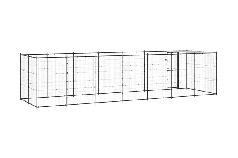 Hundgård för utomhusbruk med tak stål 16,94 m² - Svart - Sport & fritid - För djuren - För hund - Hundmöbler