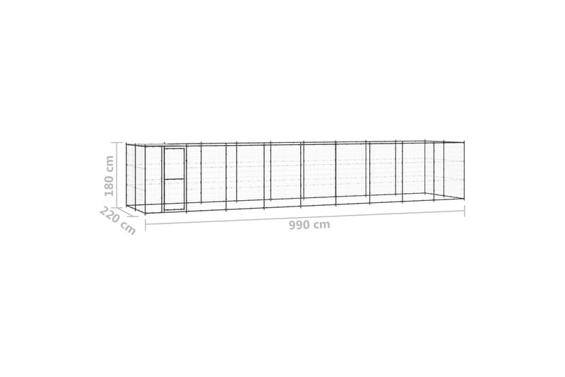 Hundgård för utomhusbruk med tak stål 21,78 m² - Svart - Sport & fritid - För djuren - För hund - Hundmöbler