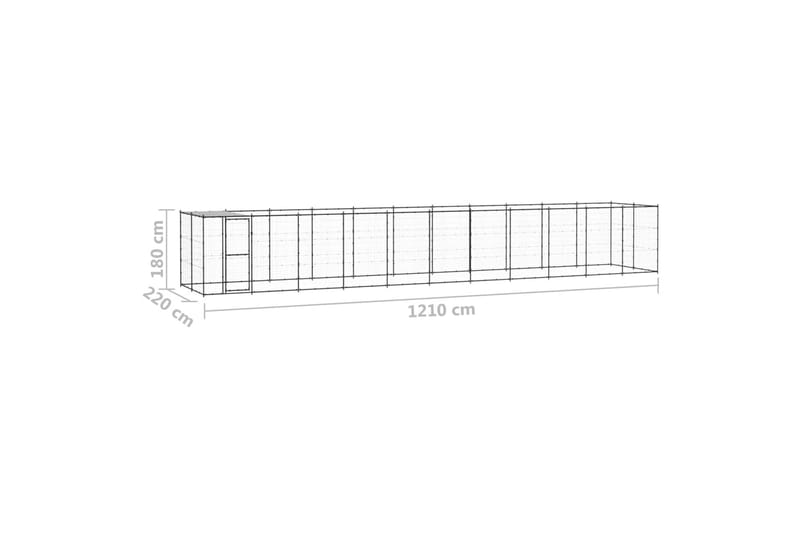 Hundgård för utomhusbruk med tak stål 26,62 m² - Svart - Hundmöbler - Hundgrind & hundstaket - Hundkoja & hundgård