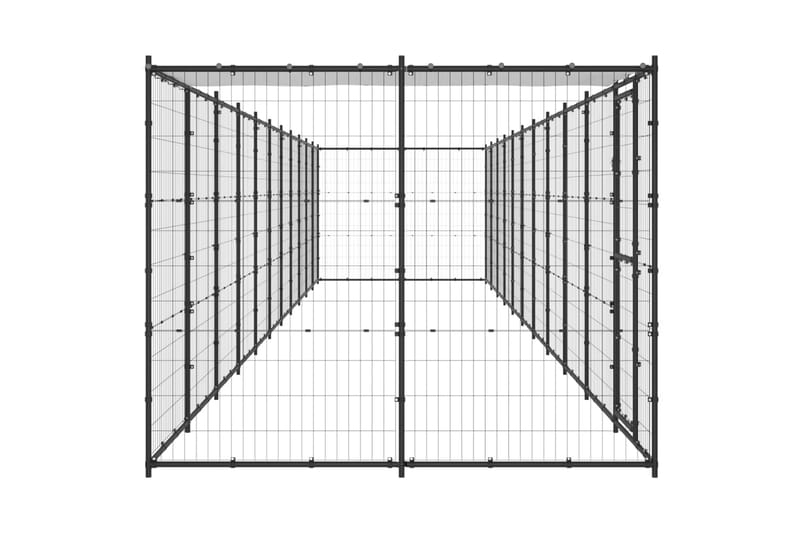 Hundgård för utomhusbruk med tak stål 26,62 m² - Svart - Hundmöbler - Hundgrind & hundstaket - Hundkoja & hundgård