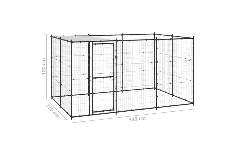 Hundgård för utomhusbruk med tak stål 7,26 m² - Svart - Sport & fritid - För djuren - För hund - Hundmöbler