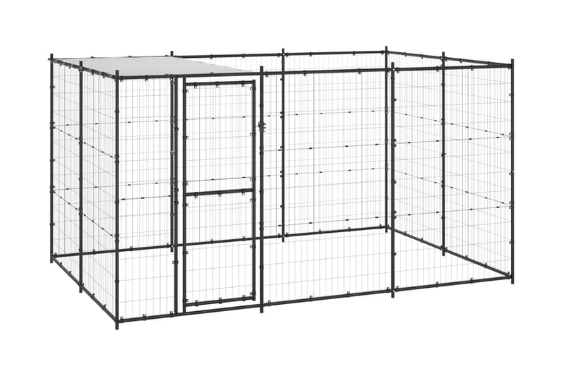 Hundgård för utomhusbruk med tak stål 7,26 m² - Svart - Sport & fritid - För djuren - För hund - Hundmöbler