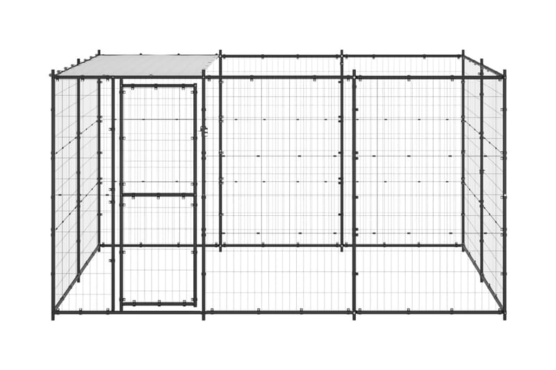 Hundgård för utomhusbruk med tak stål 7,26 m² - Svart - Sport & fritid - För djuren - För hund - Hundmöbler