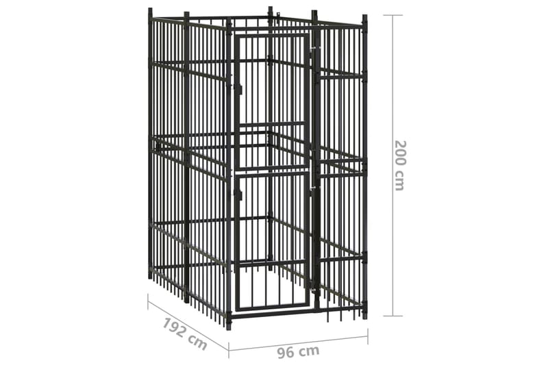 Hundgård för utomhusbruk stål 1,84 m² - Svart - Hundmöbler - Hundgrind & hundstaket - Hundkoja & hundgård